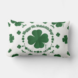 Happy St Patrick's Shamrocks Lumbar Pillow