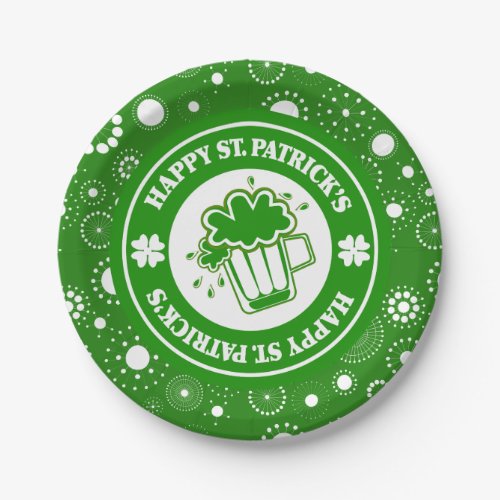 Happy St Patricks White  Green Beer_Stein 2a Paper Plates