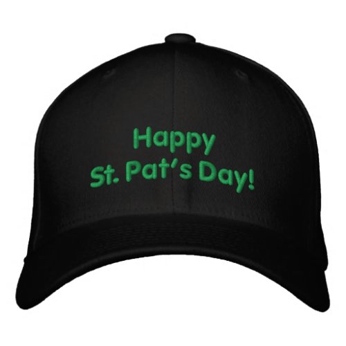 Happy St Pats Day Green Embroidered Hat