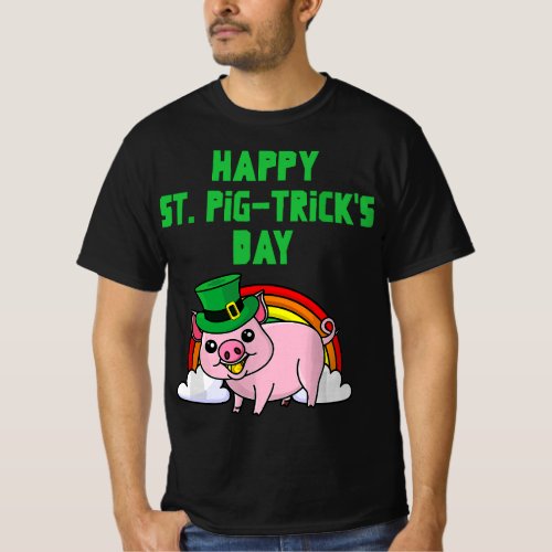 Happy St Pig Tricks Day Funny St Patricks Day Luck T_Shirt