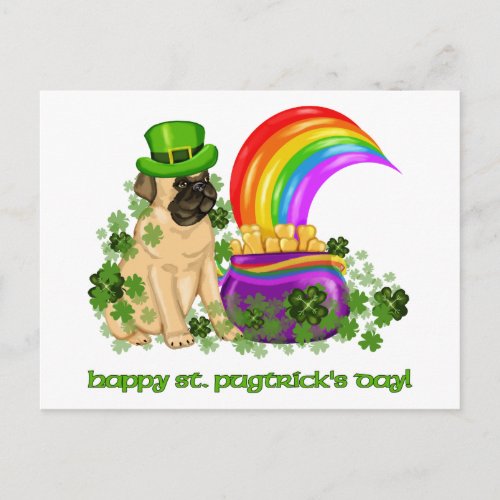 Happy St Pugtricks Day Tees and Gifts Postcard