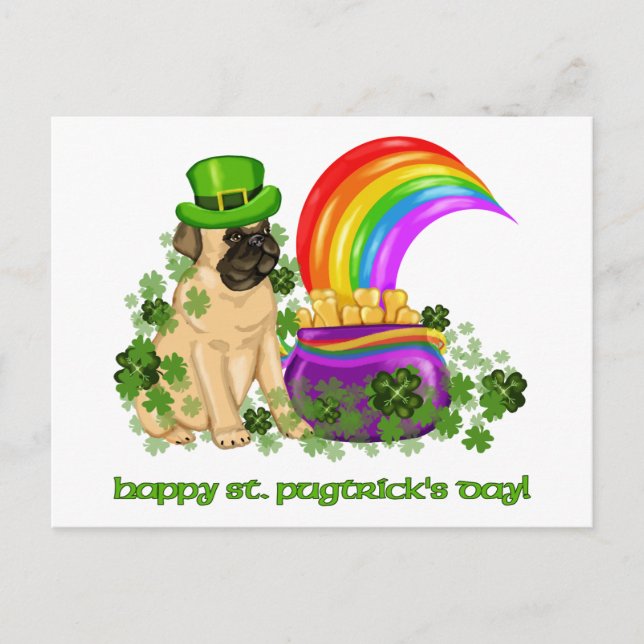 Happy St. Pugtrick's Day Tees and Gifts Postcard (Front)