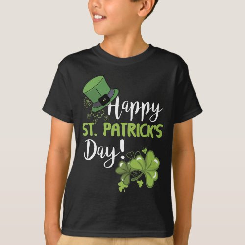 Happy St Saint Patricks Day Many Shamrock Green T_Shirt