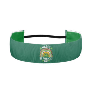 Happy St Saint Patrick's Day Rainbow Shamrock Athletic Headband