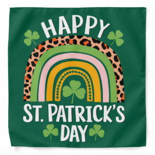 Happy St Saint Patrick's Day Rainbow Shamrock  Bandana