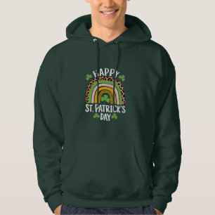 Happy St Saint Patrick's Day Rainbow Shamrock  Hoodie