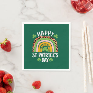 Happy St Saint Patrick's Day Rainbow Shamrock  Napkins