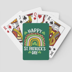 Happy St Saint Patrick's Day Rainbow Shamrock  Poker Cards