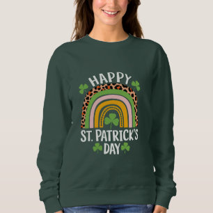 Happy St Saint Patrick's Day Rainbow Shamrock Sweatshirt