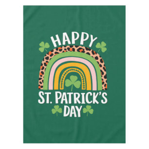 Happy St Saint Patrick's Day Rainbow Shamrock Tablecloth