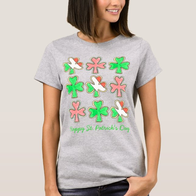 Happy St. Saint Patrick's Day Shamrock Cookie T-Shirt (Front)