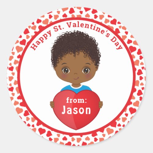 Happy St Valentine African American Boy Sticker