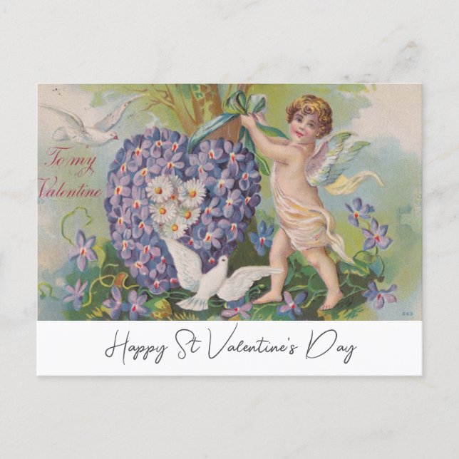 Happy St Valentine's Day | Vintage Image Holiday Postcard (Front)