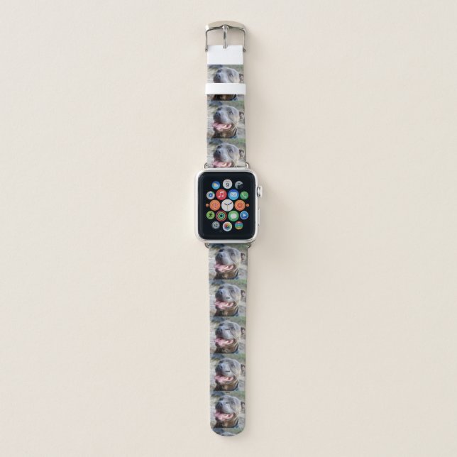 Happy Staffordshire Bull Terrier,   Apple Watch Band (Front)