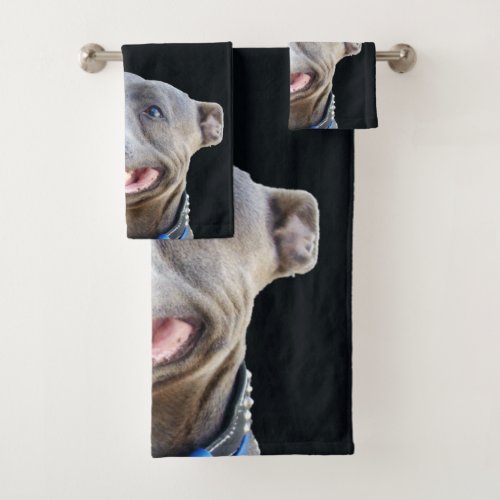 Happy Staffordshire Bull Terrier Bath Towel Set