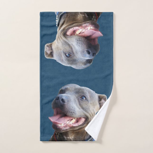 Happy Staffordshire Bull Terrier, Hand Towel (Hand Towel)