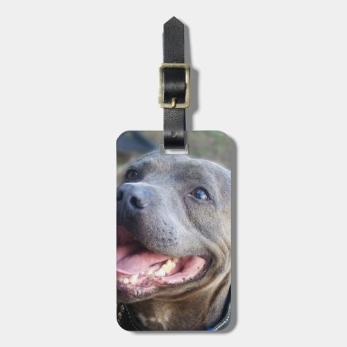 Happy Staffordshire Bull Terrier  Luggage Tag