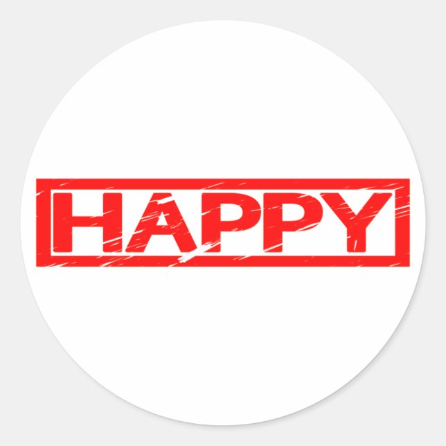 Happy Stamp Classic Round Sticker (Front)