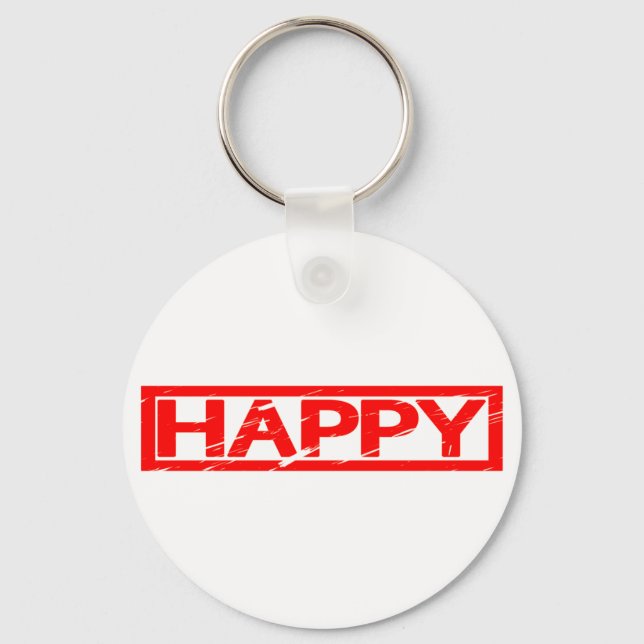 Happy Stamp Keychain (Front)