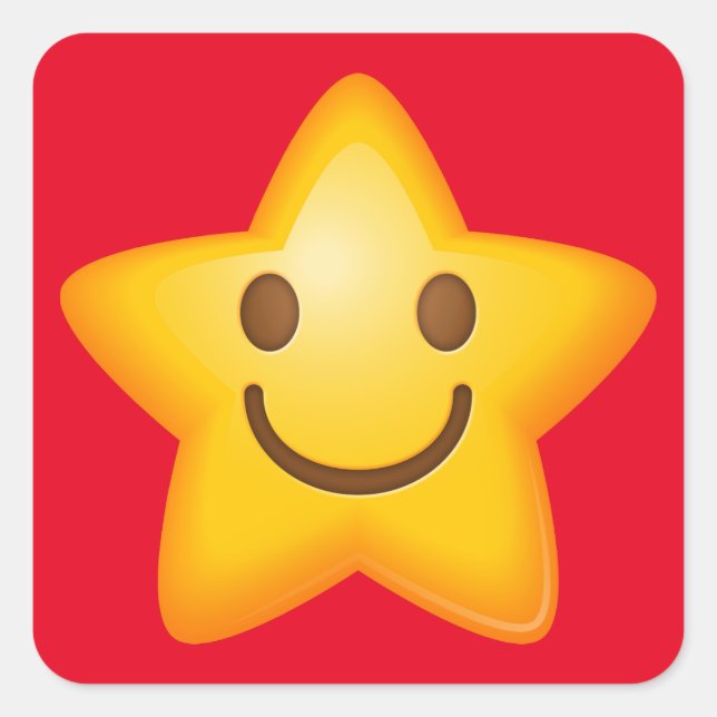 Happy Star Emoji Square Sticker (Front)