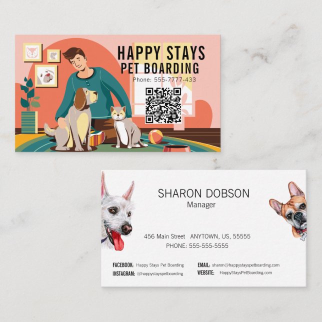 Happy Stays Pet Boarding Business Card (Front/Back)