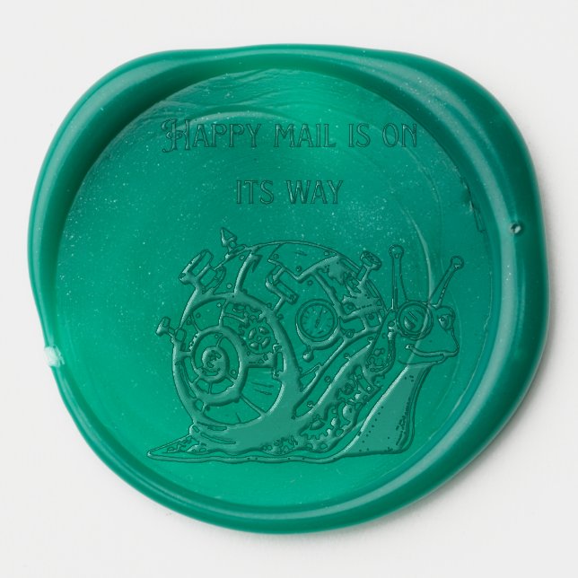 Happy Steampunk Snail Mail Wax Seal Sticker (Front)