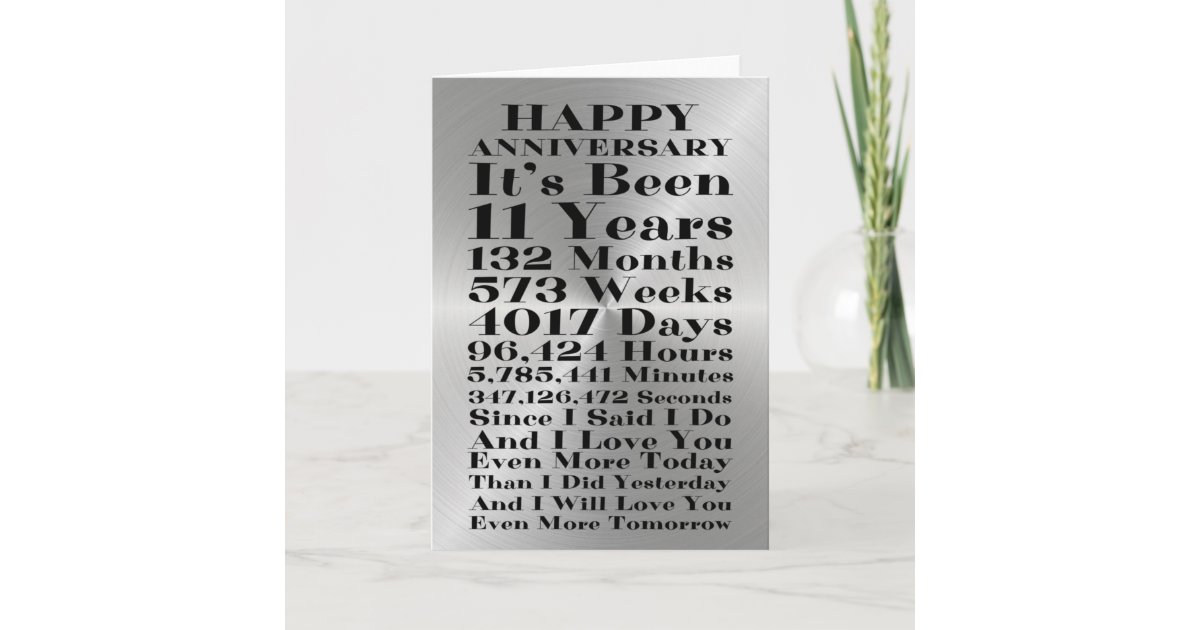 Happy Steel 11th Wedding Anniversary Card | Zazzle