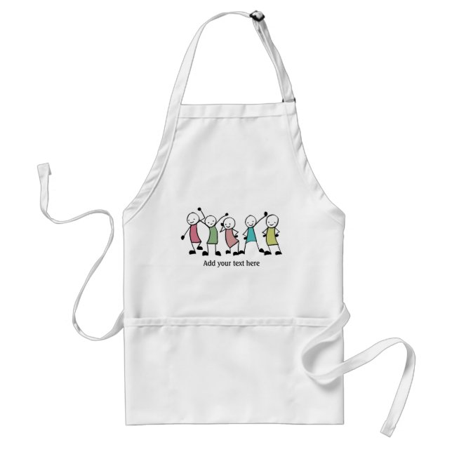 Happy Stick People Friends Personalized Adult Apron (Front)