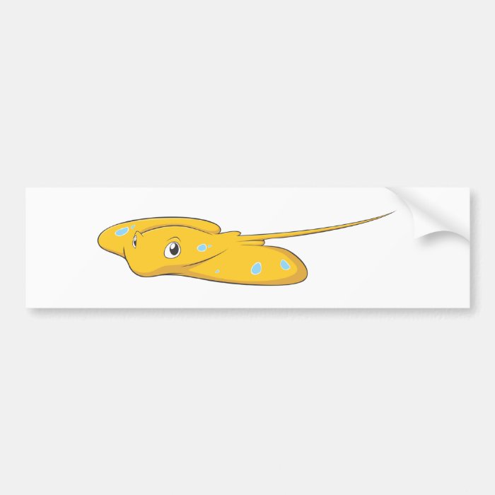 Happy Stingray Fish Cartoon Bumper Stickers