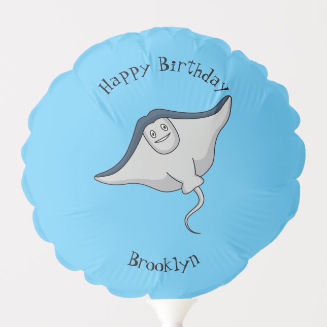 Happy stingray fish cartoon illustration balloon (Front)