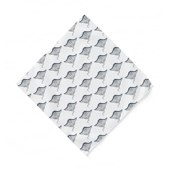 Happy stingray fish cartoon illustration bandana (Front)