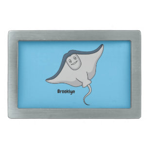Happy stingray fish cartoon illustration  belt buckle