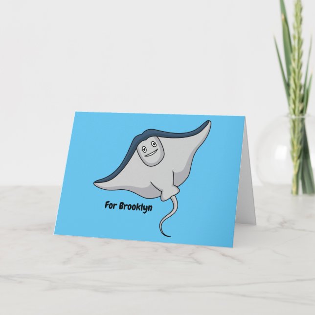 Happy stingray fish cartoon illustration card (Front)