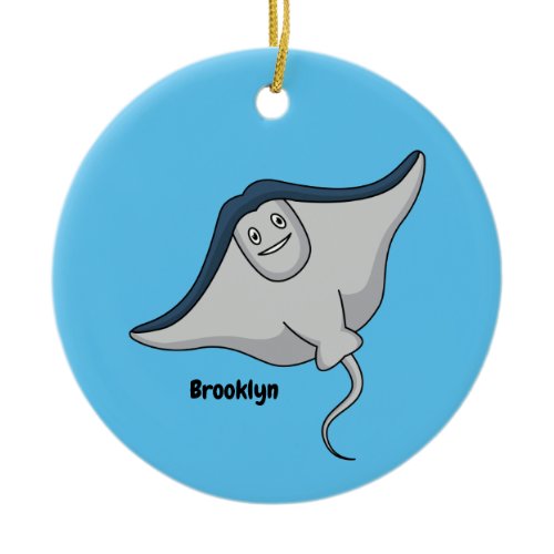 Happy stingray fish cartoon illustration ceramic ornament