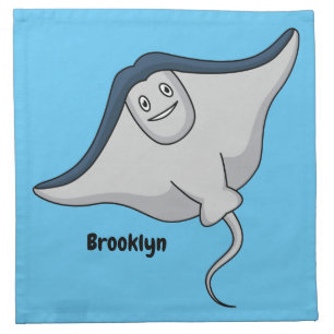 Happy stingray fish cartoon illustration cloth napkin