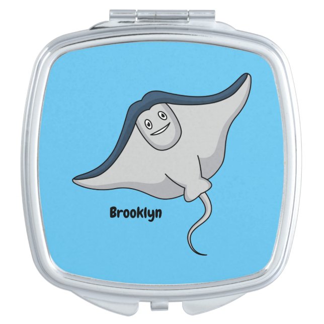 Happy stingray fish cartoon illustration compact mirror (Front)