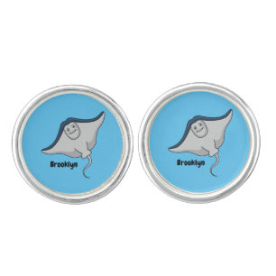Happy stingray fish cartoon illustration  cufflinks