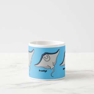 Happy stingray fish cartoon illustration  espresso cup