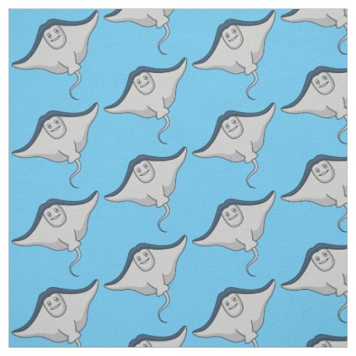 Happy stingray fish cartoon illustration fabric