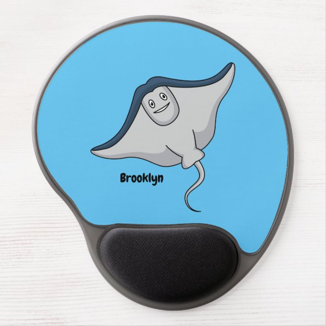 Happy stingray fish cartoon illustration gel mouse pad (Front)