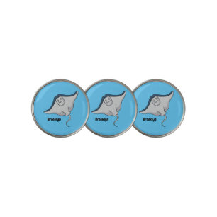 Happy stingray fish cartoon illustration golf ball marker