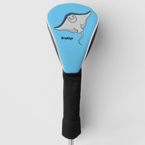 Happy stingray fish cartoon illustration golf head cover