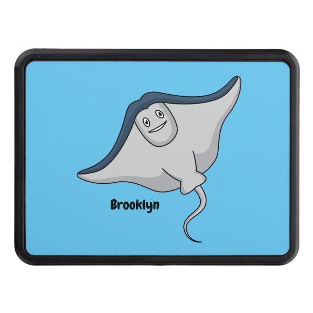 Happy stingray fish cartoon illustration  hitch cover (Front)