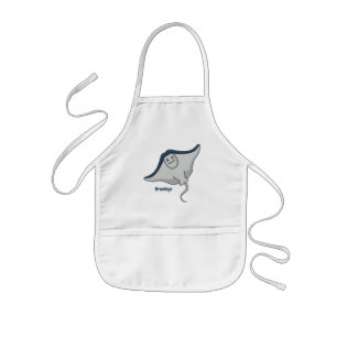 Happy stingray fish cartoon illustration kids' apron
