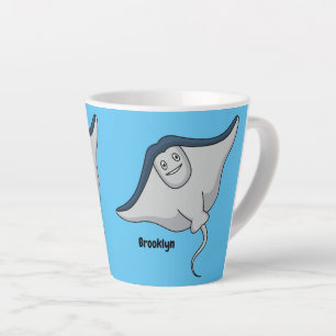 Happy stingray fish cartoon illustration latte mug