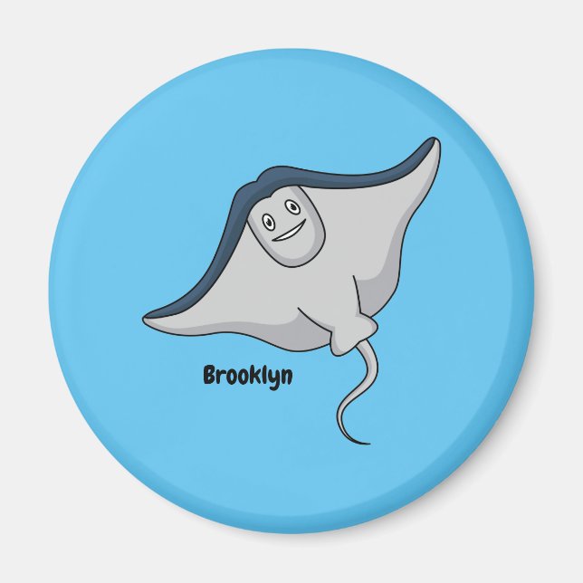 Happy stingray fish cartoon illustration  magnet (Front)