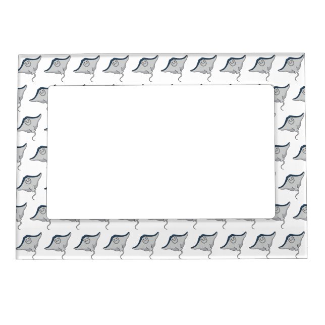 Happy stingray fish cartoon illustration magnetic frame (Front)