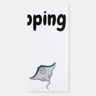Happy stingray fish cartoon illustration magnetic notepad