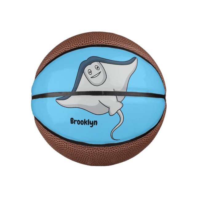 Happy stingray fish cartoon illustration mini basketball (Front)