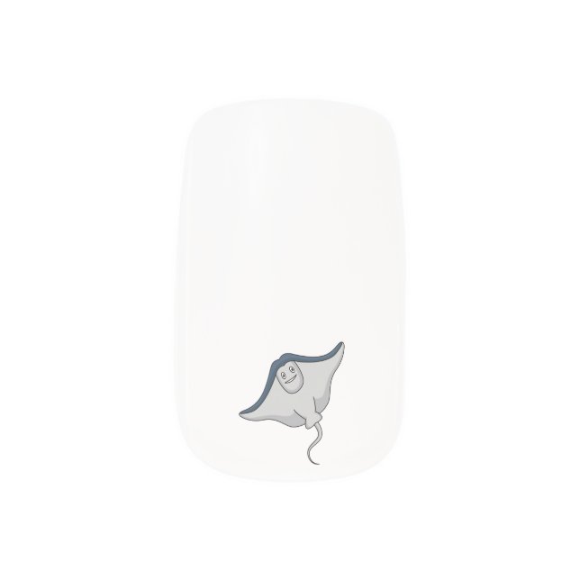 Happy stingray fish cartoon illustration  minx nail art (Left Thumb)